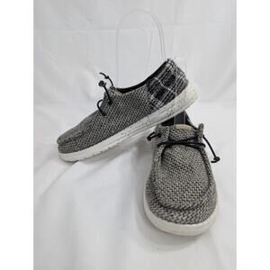 Hey Dude Women's Size 6 Wendy Woven Zig Zag casual slip-on moccasin sneakers.